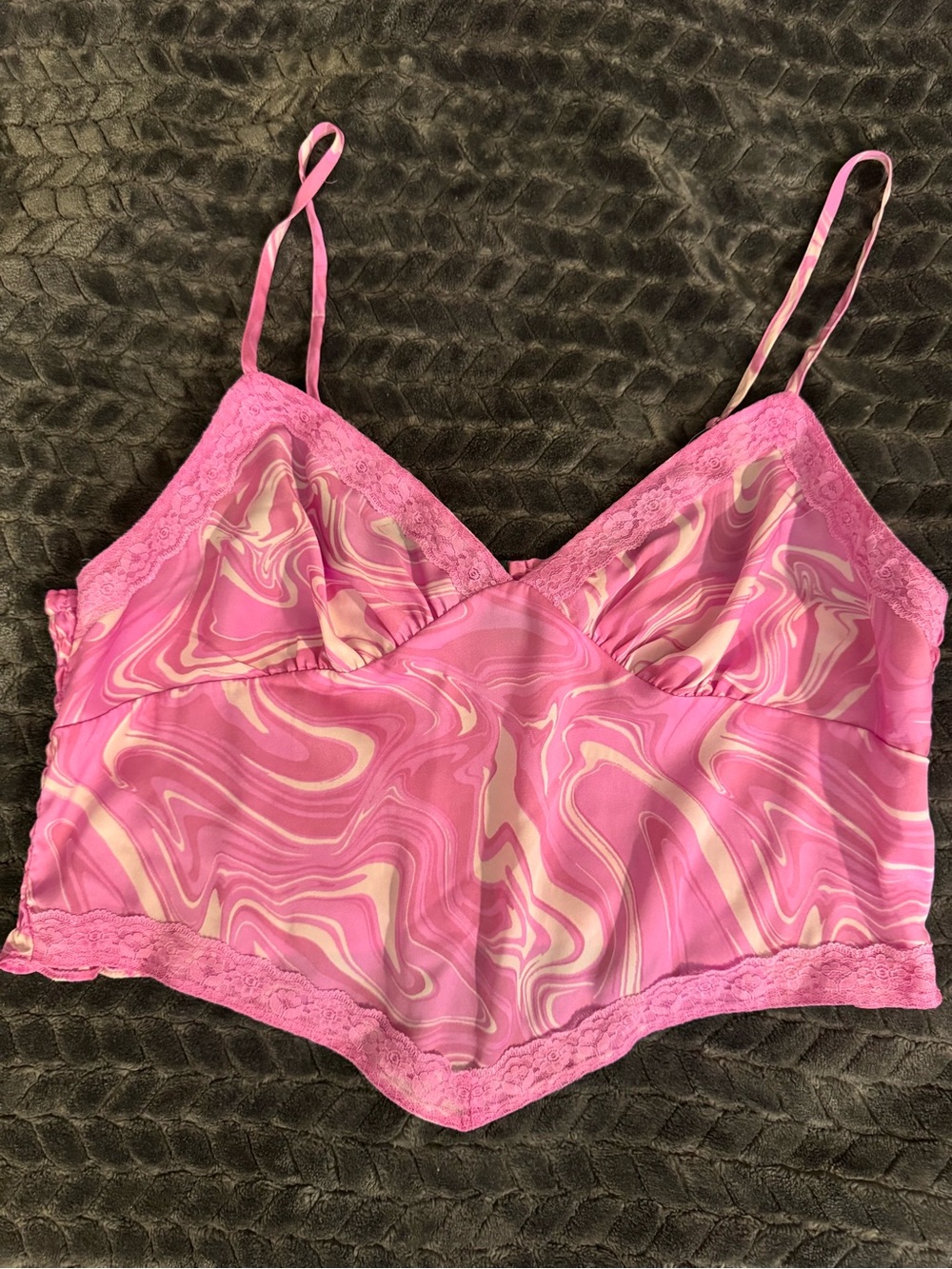 wild fable Pink Marble Lace-Trim Cami